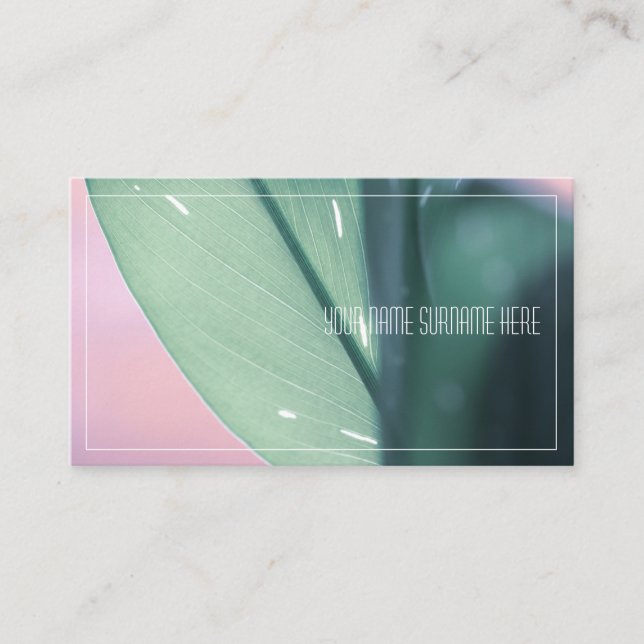 Pale Green Plant Leaves Nature Feel Business Card (Front)