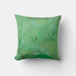 Pale Green Plant Leaves Throw Pillow Cushion