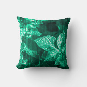 Pale Green Potato Leaves Cushion Throw Pillow