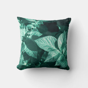 Pale Green Potato Leaves Cushion Throw Pillow