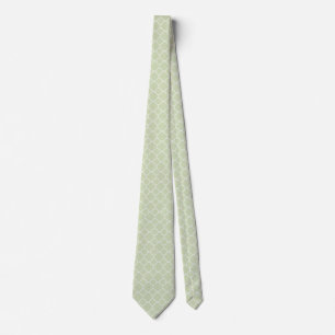 Pale Green Quadrefoil Double Sided Neck Tie