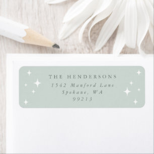 Pale Green Retro Stars Return Address Label