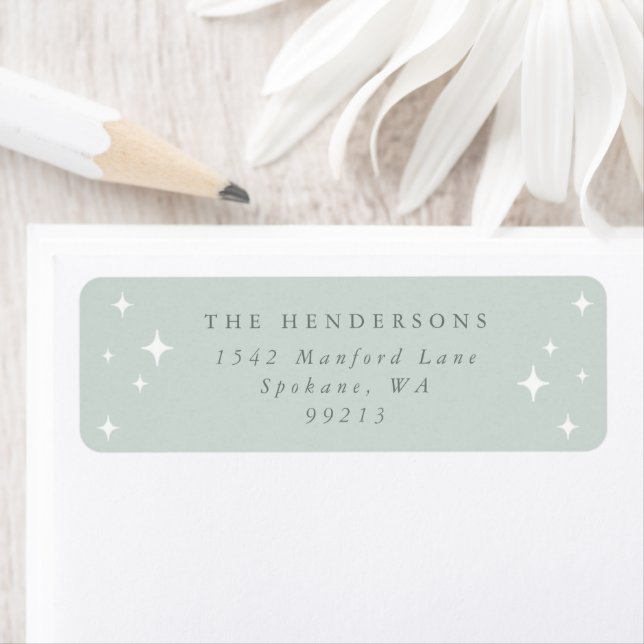 Pale Green Retro Stars Return Address Label (Insitu)