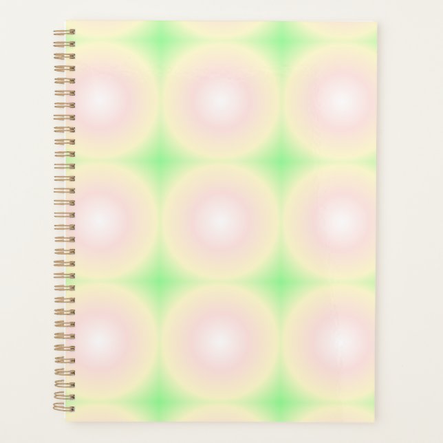 Pale Green Rose White 3D Optical Gradient Pattern Planner (Front)