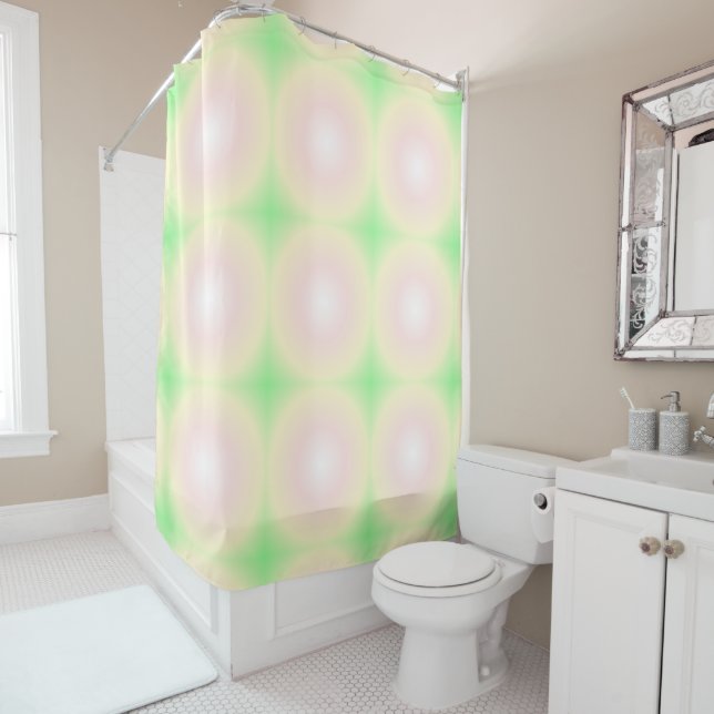 Pale Green Rose White 3D Optical Gradient Pattern Shower Curtain (In Situ)