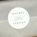 Pale Green Simple Elegant Wedding Classic Round Sticker<br><div class="desc">Elegant and simple wedding sticker with your names. For more advanced customisation of this design,  please click the BLUE DESIGN TOOL BUTTON above!  Matching items are also available.</div>