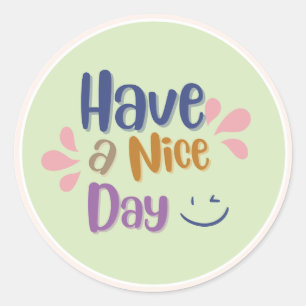 Pale Green Simple Vintage "Have A Nice Day" Classic Round Sticker
