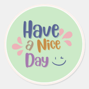 Pale Green Simple Vintage "Have A Nice Day" Classic Round Sticker