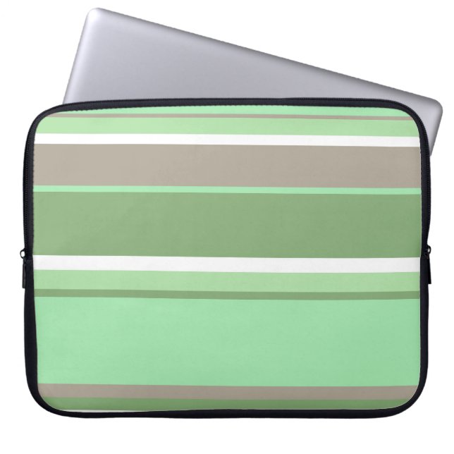 Pale green stripes laptop sleeve (Front)