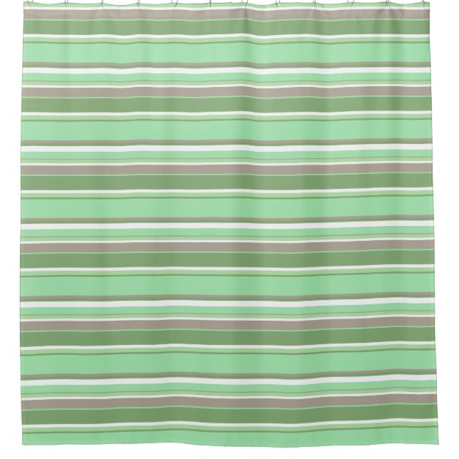 Pale green stripes shower curtain (Front)