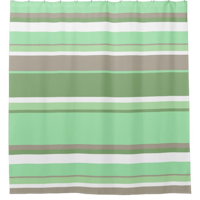 Pale green stripes shower curtain (Front)