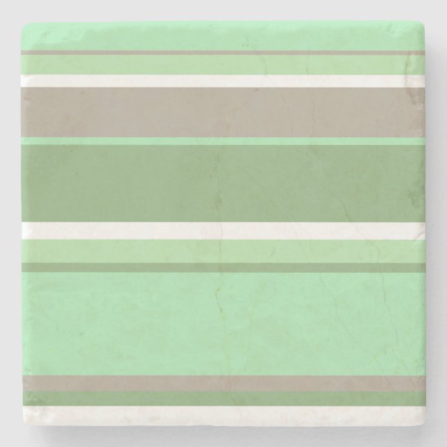 Pale green stripes stone coaster (Front)