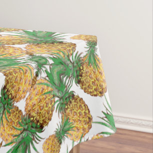 Pale Green Stylised Pineapples Pattern Tablecloth
