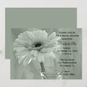 Pale Green Tinted Daisy Bridal Shower Invitation