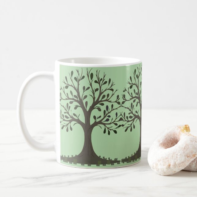 🌳 Pale Green Tree of Life Ceramic Mug (With Donut)