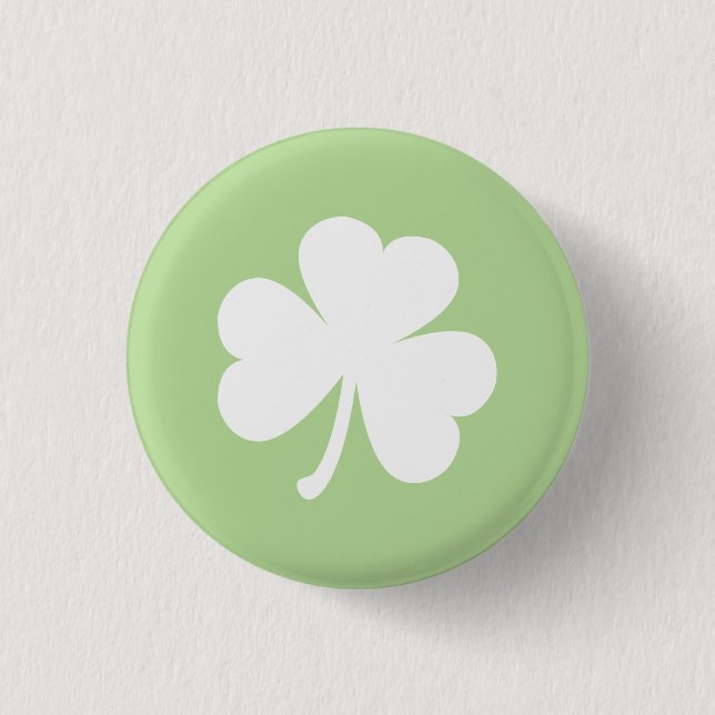 Pale Green w/ Irish Shamrock 3 Cm Round Badge (Front)