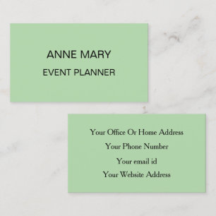 Pale Green Wedding Office Event Planner Trendy Business Card