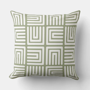 Pale Green White Square Humps Throw Pillow