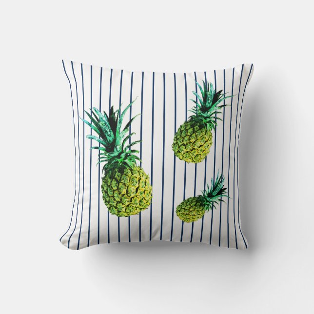 Pale Green Yellow Pineapple Minimalistic Cushion (Front)