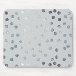 Pale Grey and Faux Silver Glitter Dots Mouse Pad