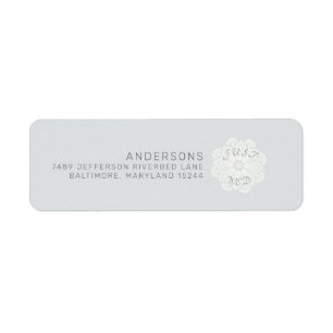 Pale Grey Doily Just Wed Return Address Label