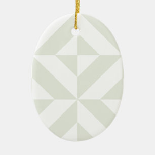 Pale Grey Geometric Deco Cube Pattern Ceramic Ornament
