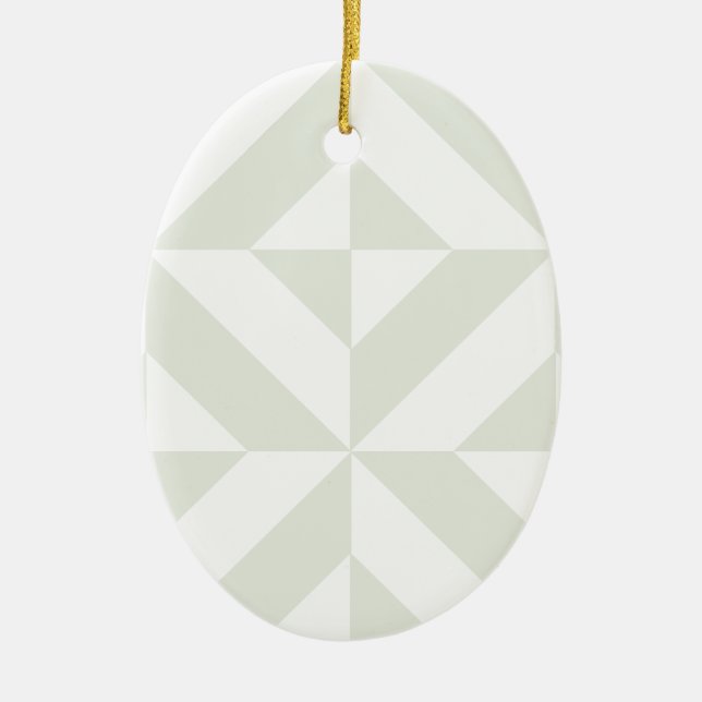 Pale Grey Geometric Deco Cube Pattern Ceramic Ornament (Front)