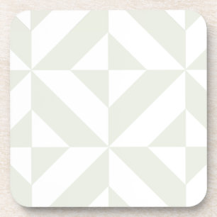 Pale Grey Geometric Deco Cube Pattern Coaster