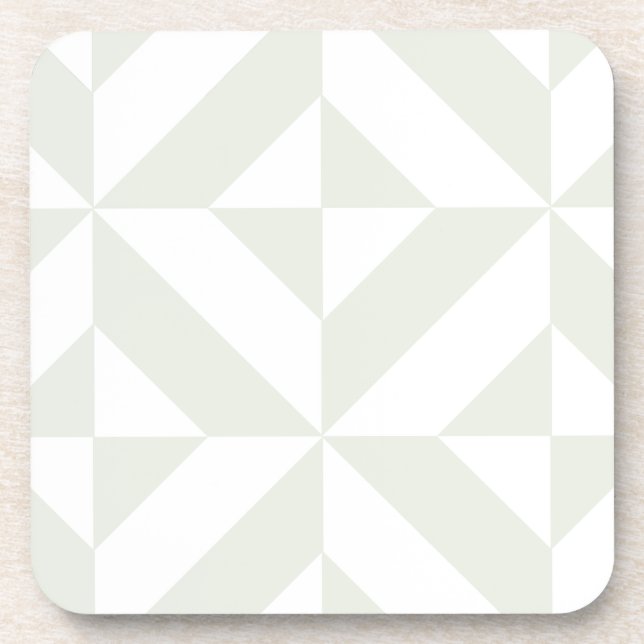 Pale Grey Geometric Deco Cube Pattern Coaster (Front)
