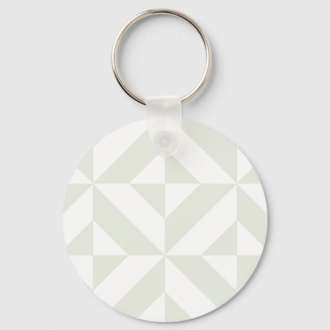 Pale Grey Geometric Deco Cube Pattern Key Ring (Front)