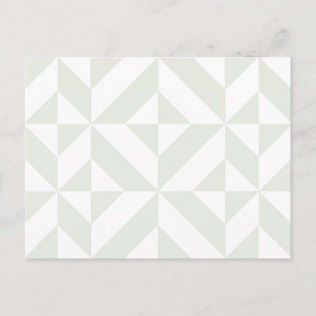 Pale Grey Geometric Deco Cube Pattern Postcard (Front)