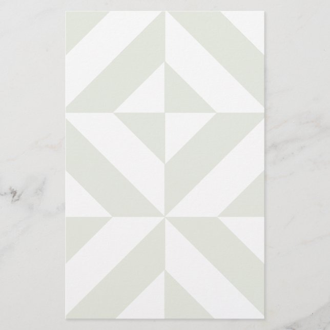 Pale Grey Geometric Deco Cube Pattern Stationery (Front)