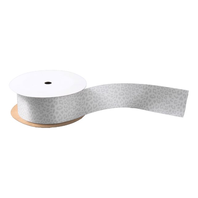 Pale Grey Leopard Print Pattern Satin Ribbon (Spool)