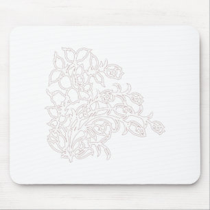 Pale Grey, Milk White, floral design Mouse Pad