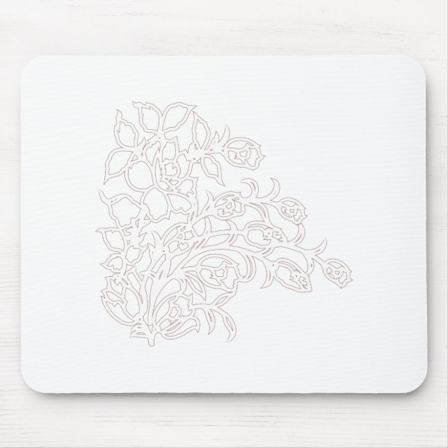Pale Grey, Milk White, floral design Mouse Pad (Front)