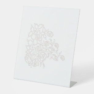Pale Grey, Milk White, floral design Pedestal Sign