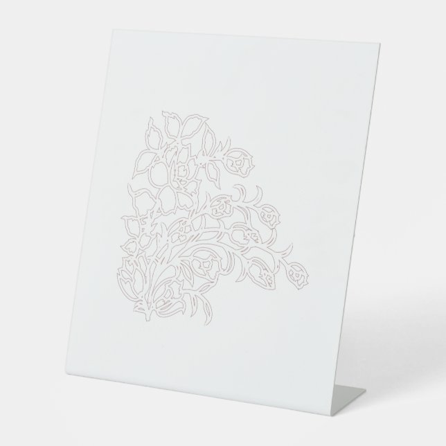 Pale Grey, Milk White, floral design Pedestal Sign (Front)