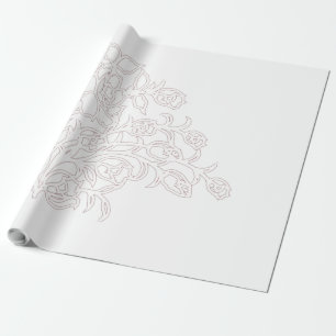 Pale Grey, Milk White, floral design Wrapping Paper