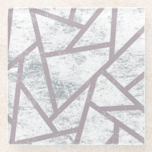 Pale grey mosaic pattern glass coaster