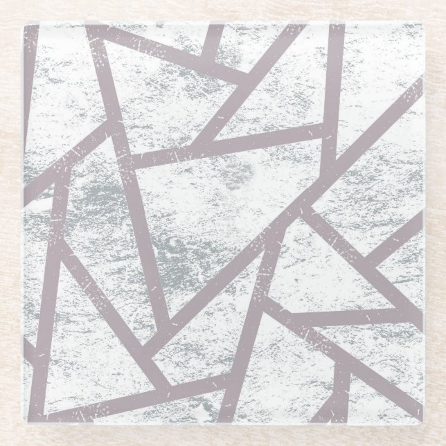 Pale grey mosaic pattern glass coaster (Front)