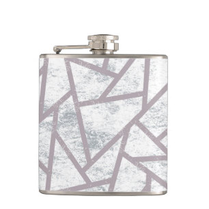 Pale grey mosaic pattern hip flask