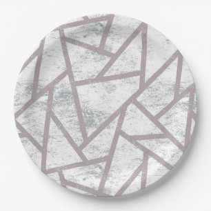 Pale grey mosaic pattern paper plate