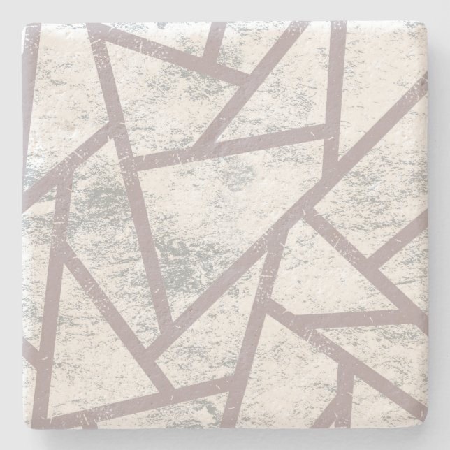 Pale grey mosaic pattern stone coaster (Front)