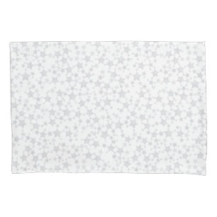 Pale Grey on White   Lino Print Stars Pattern Pillowcase