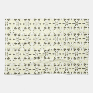 Pale grey-pink ornament. tea towel