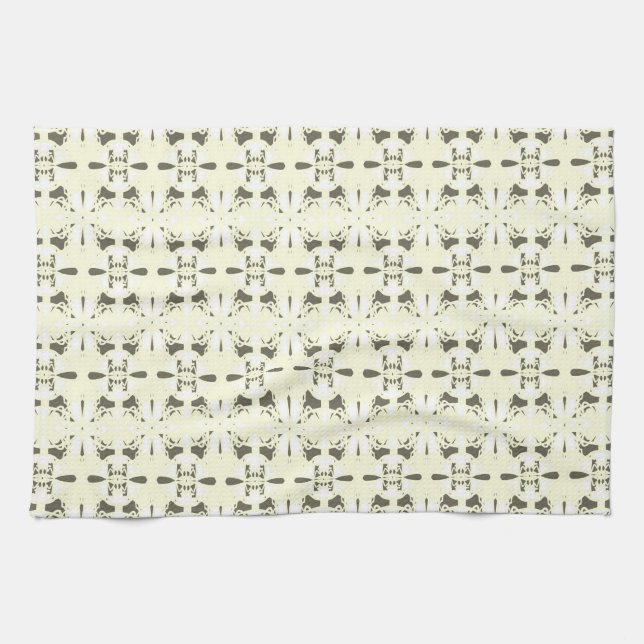 Pale grey-pink ornament. tea towel (Horizontal)