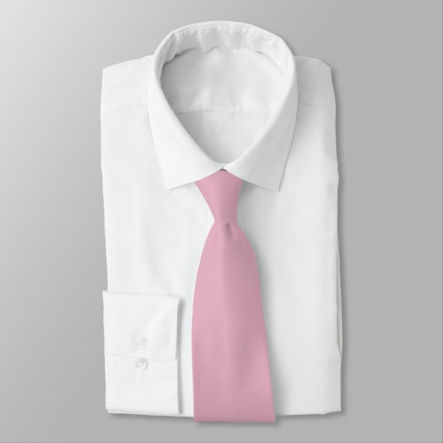 Pale Grey Raspberry E6B0C4 Solid Colour Design Tie (Tied)