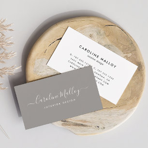 Pale Grey Signature Script Business Card