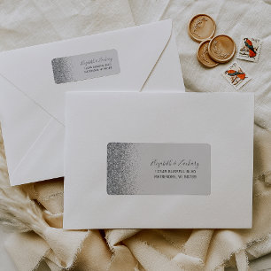 Pale Grey Silver Glitter Wedding Return Address Return Address Label