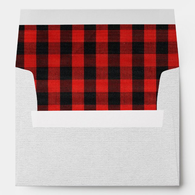 pale grey texture with plaid inside envelope (Back (Bottom))